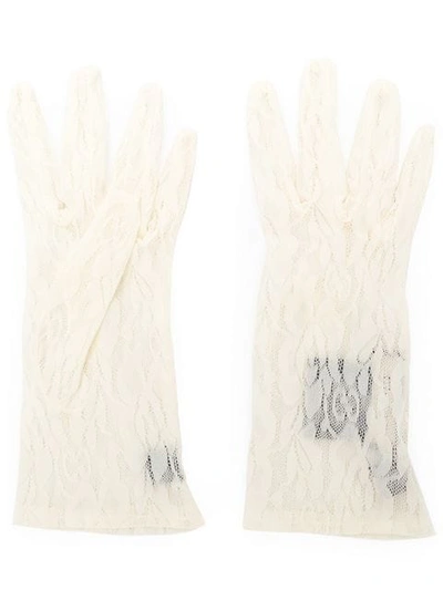 Gucci Gg And Rose-lace Gloves In Neutrals