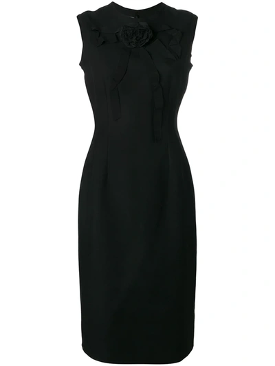 Gucci Bow Neck Sleeveless Cady Crepe Pencil Dress In Black
