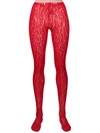 GUCCI GUCCI FLORAL LACE TIGHTS - RED