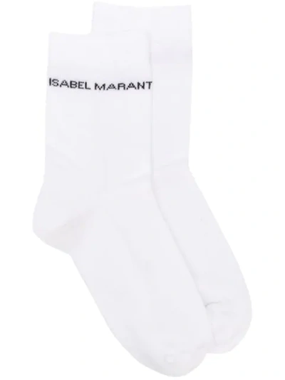 Isabel Marant Logo针织袜 - 白色 In White