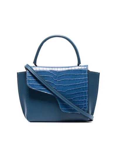 Atp Atelier Blue Montalcino Crocodile Embossed Leather Crossbody Bag