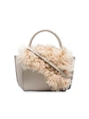 ATP ATELIER WHITE MONTALCINO SHEARLING EMBELLISHED LEATHER CROSSBODY BAG