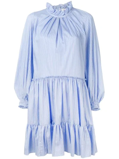 3.1 Phillip Lim / フィリップ リム Gathered Striped Cotton-blend Poplin Mini Dress In Blue