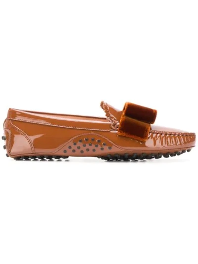 Tod's X Alessandro Dell'acqua Patent-leather Loafers In Brown