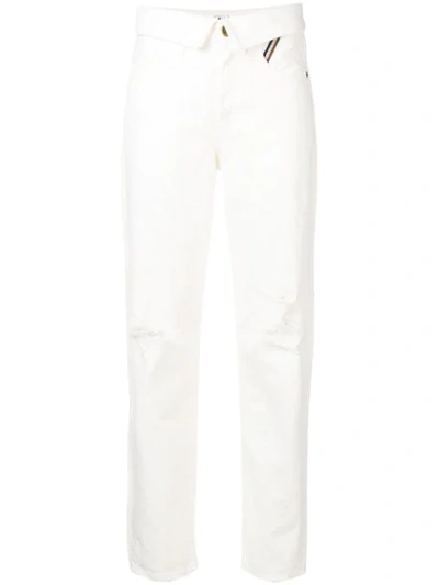 Jean Atelier High Waist Straight Cotton Denim Jeans In White