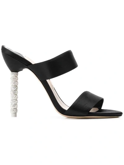 Sophia Webster Rosalind Crystal-embellished Satin Sandals In Black