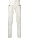 Balmain Bikerjeans Im Distressed-look In White