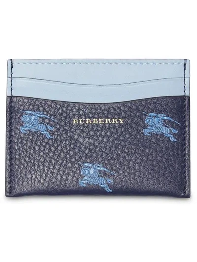 Burberry Ekd Leather Card Case In Blue
