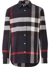 Burberry Navy Slim Somerton Check Shirt In Dark Blue