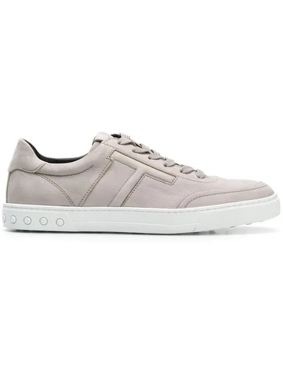 Tod's Nubuck Low-top Sneakers In Grey