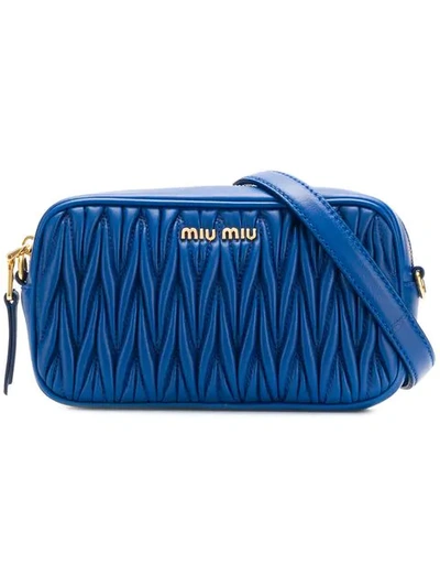 Miu Miu Matelassé Leather Bum Bag In Blue