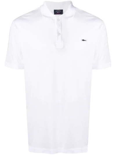 Paul & Shark Embroidered Logo Polo Shirt In White