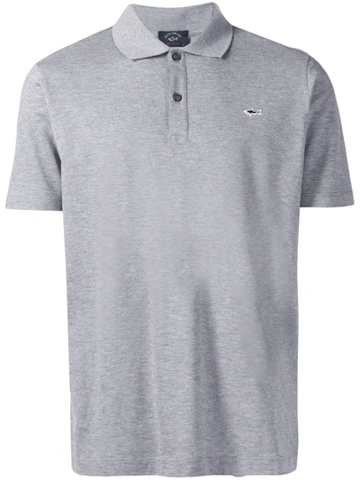 Paul & Shark Embroidered Logo Polo Shirt In Grey