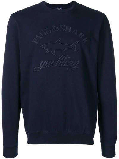 Paul & Shark Embroidered Logo Sweatshirt In Dark Blue