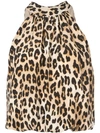 Alice And Olivia Maris Halter Tie-neck Gathered Top In Brown