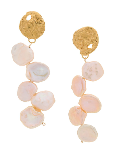 Alighieri La Jetee Pearl Earrings In Gold Pink