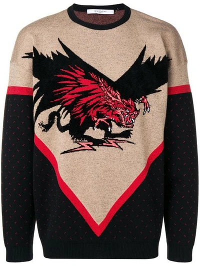 Givenchy Contrast Knit Jumper In Black