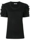 7 FOR ALL MANKIND 7 FOR ALL MANKIND RUFFLED SLEEVE T-SHIRT - BLACK