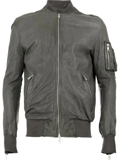 Giorgio Brato Leather Biker Jacket In Smog