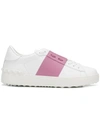 Valentino Open Contrast-stripe Leather Trainers In White