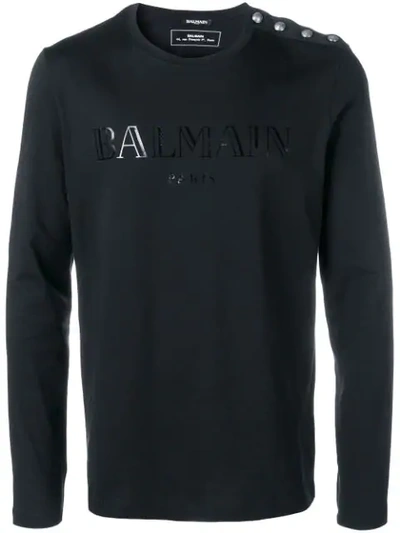 Balmain Logo Print T-shirt In Black