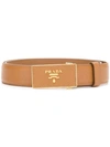 PRADA LOGO PLAQUE SAFFIANO BELT