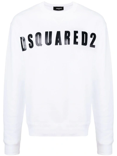 Dsquared2 Logo Print Sweatshirt In Bianco