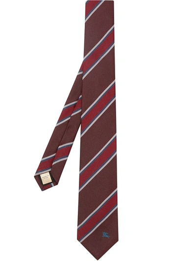 Burberry Modern Cut Striped Silk Jacquard Tie In Red