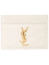 Saint Laurent Monogram Quilted Cardholder In White