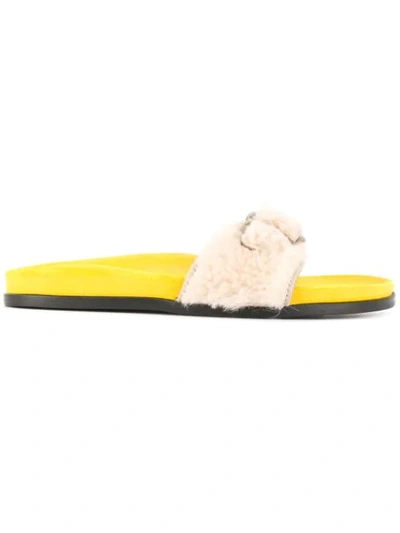 Avec Modération Slip-on Buckle Sandals In Yellow