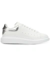 Alexander Mcqueen Men's Oversized Leather Low-top Sneakers In White/silver