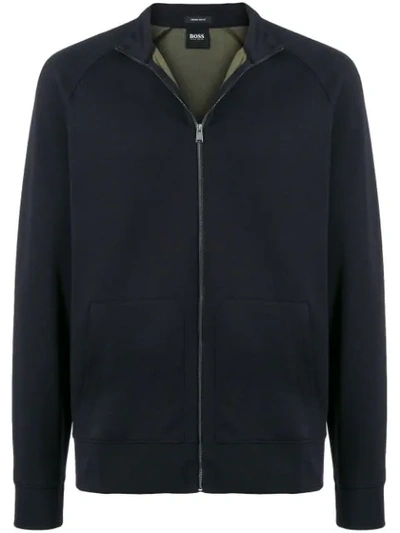 Hugo Boss Zipped Sweater In Blue