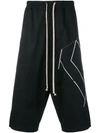 RICK OWENS GEOMETRIC SHAPE LONG SHORTS