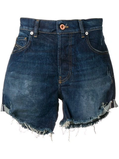 Diesel Turn-up Midi Shorts In Blue