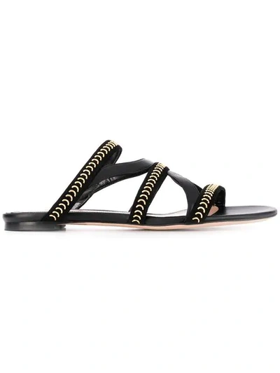 Alexander Mcqueen Studed Flat Sandals In Black