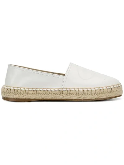 Prada Quilted Leather Logo Flat Espadrilles In White