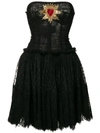 DOLCE & GABBANA PLUMETIS BUSTIER DRESS WITH SACRED HEART PATCH