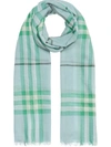 BURBERRY FRINGED CHECK CASHMERE SCARF