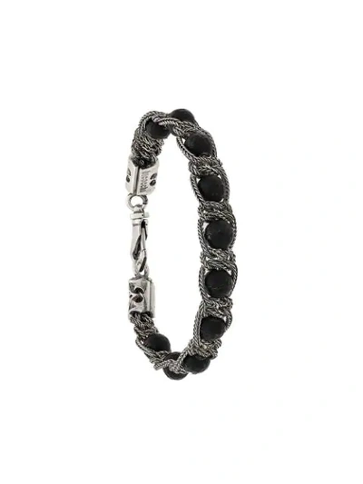 Emanuele Bicocchi Silver & Black Large Beaded Bracelet