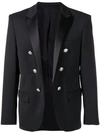 Balmain Embossed Button Blazer In Black