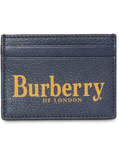 Burberry Logo Print Leather Card Case In Blue