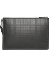 BURBERRY PERFORATED CHECK LEATHER ZIP POUCH
