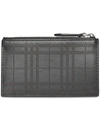 BURBERRY PERFORATED CHECK LEATHER ZIP CARD CASE