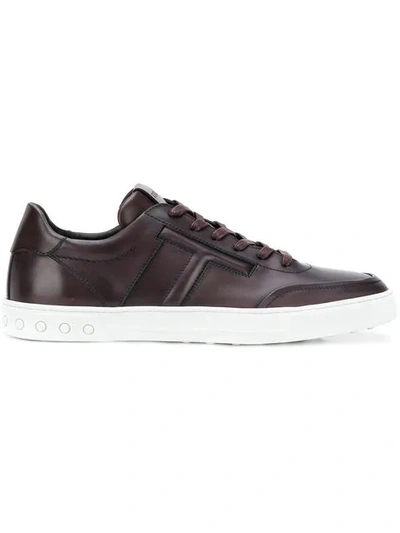 Tod's Urban Style Leather Low Top Trainers In Cl811 Brule