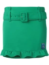 Prada Belted Short Skirt In Green