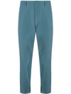 Prada Cropped Techno Stretch Trousers In Blue