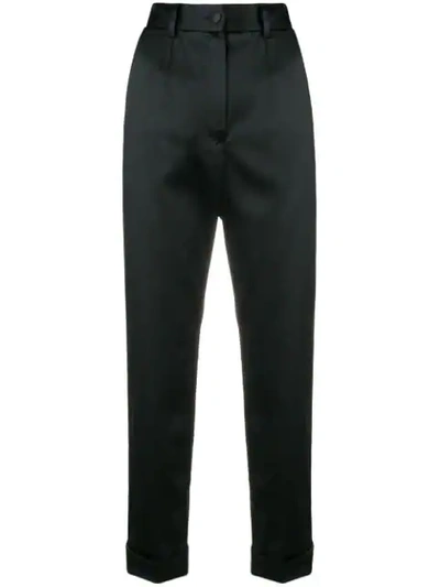 Dolce & Gabbana High-waisted Cropped Trousers In Black