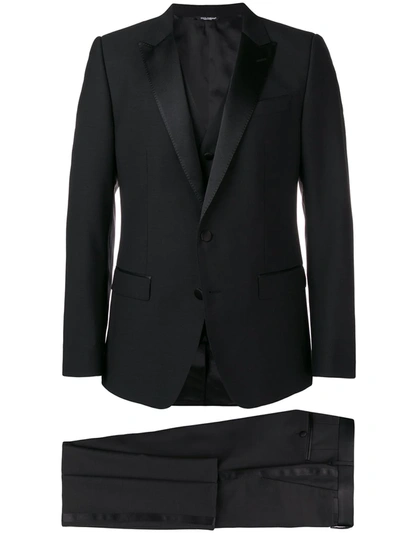 Dolce & Gabbana Wool Blend-silk Two-piece Single-breasted Suit In Black
