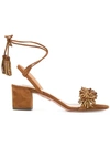 AQUAZZURA CRYSTAL ANKE STRAP SANDALS