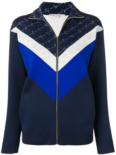 Stella Mccartney Intarsia Stretch-knit Track Jacket In 8491 - Ink Colourway